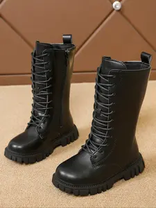 Girls' Tall Boots, Elegant Chain Design, PU Upper, Rubber Sole, All Seasons, over the Knee, New 2026 Spring Fall Fashion