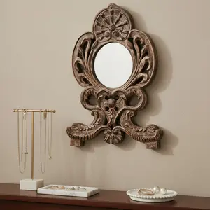 Vintage Carved French Style Distressed Accent Mirror