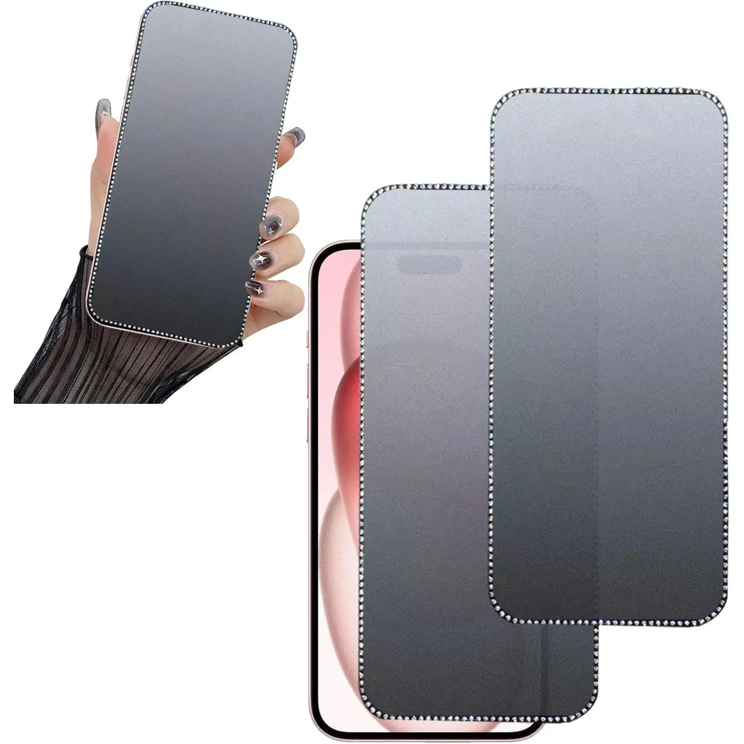 2 count Glitter Matte Screen Protector suit for  XS Max/ 11 Pro Max, Bling Shiny Sparkling Tempered Glass Suit for  XS Max/ 11 Pro Max 6.5Inch, clear