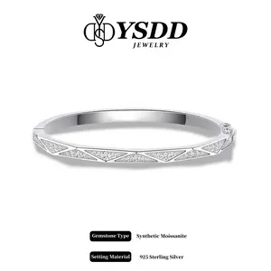 【#576 New Bangle】24g Classy Full Moissanite Faceted Bangle vvs Synthetic Moissanite Bracelet in 925 Sterling Silver