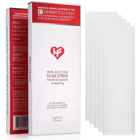 Physician Formulated Silicone Scar Sheets - Advanced Crosspolymer Medical Grade Silicone Scar Strips for Surgery, C Section, Keloids & Hypertrophic Scars - Silicone Tape For Scars (5 Sheets)