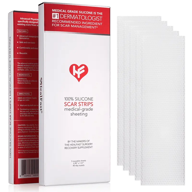 Physician Formulated Silicone Scar Sheets - Advanced Crosspolymer Medical Grade Silicone Scar Strips for Surgery, C Section, Keloids & Hypertrophic Scars - Silicone Tape For Scars (5 Sheets)