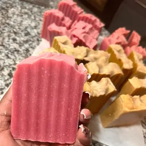 Bubble Yum Soap - Pink and Yellow Colored Soap Bar as Shown in the Image