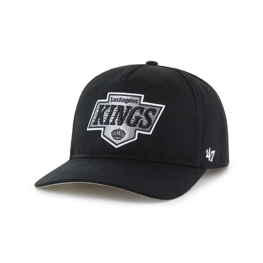 47 LA Kings Black Cotton Twill Adjustable Fit Baseball Cap - Male Clothes Accessory, Fan Hat, Flat Embroidery Logo, Garment Washed, Casual, Plastic Snapback Closure, Structural Design