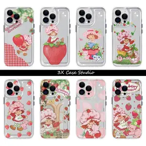 Cute S-Strawberry Shortcake Girl Transparent Phone Case For iPhone 17 16 15 14 13 12 Pro Max Plus Anti Fall Birthday And Holiday Gifts Case Cover