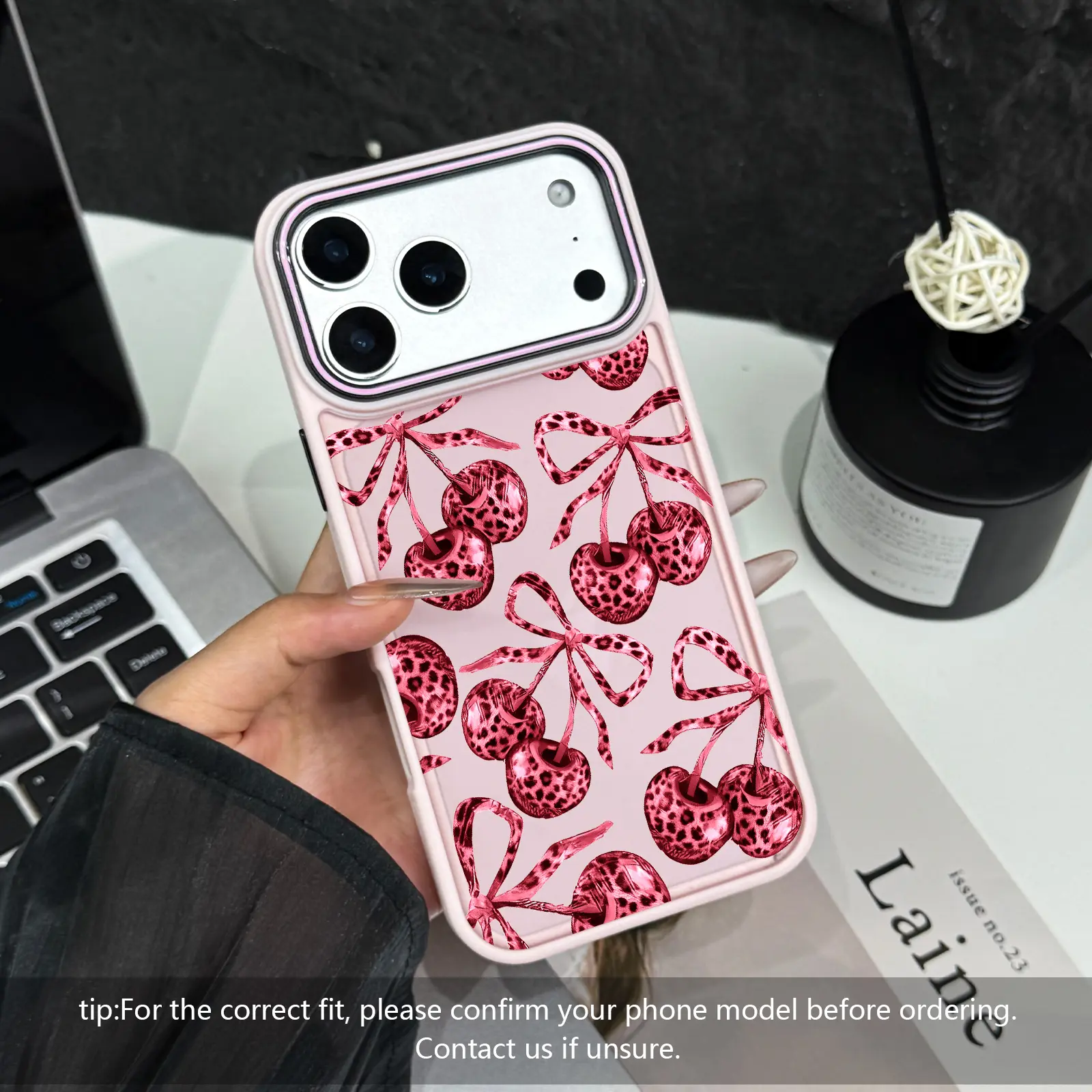 Cherry Pattern Phone case for iPhone 17Pro Max Air 16Plus E 15 14 13 12 11 cases,Shockproof Drop,Protection Durable,Protective Silicone Cover,Gifts for Girls.JL33 Smartphone Screen Protector