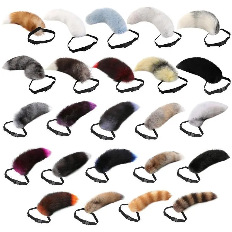 Foxes Tail Adjustable Belt Tail Plush Animal Tail Anime Cosplay Accessories for Halloween Party