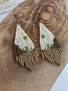 The Sedona Beaded Brick Stitch Fringe Earrings