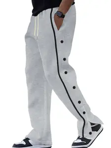 New Casual Warm Comfortable Men's Pants High Rise Bottoms, Side Button Design for Fashion, Must-Have Summer Woven Fabric Trousers for Stylish Look