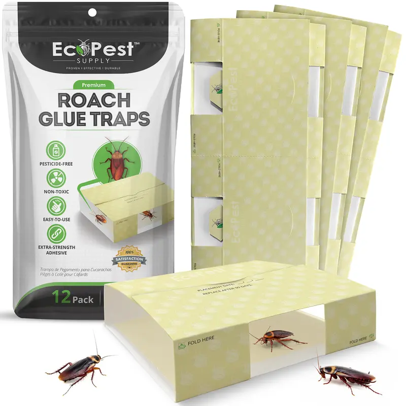 Roach Glue Traps – 12 Pack | Sticky Indoor Pest Control Trap for Cockroaches