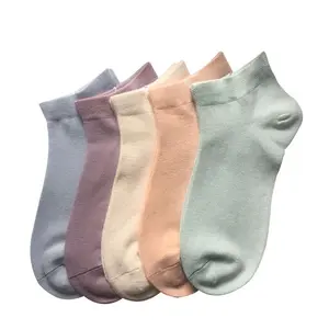 Women Viscose Bamboo Ankle Socks Low Cut Thin Sock Lightweight Pastal Color Soft Sock 5 Pairs Fit Smooth