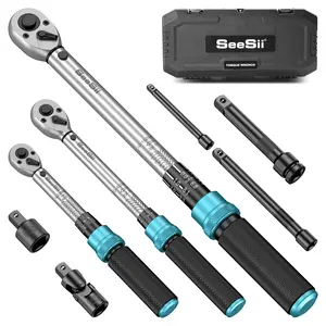 SEESII 8-Piece Professional Torque Wrench Set – 1/4" 3/8" 1/2" Drive Click Tools with ±3% Accuracy, 72-Tooth Ratchet, Dual Scale (45-221 in.lb / 7-45 ft.lb / 30-160 ft.lb) for Bike/Moto/Car Repair Black Friday Deals