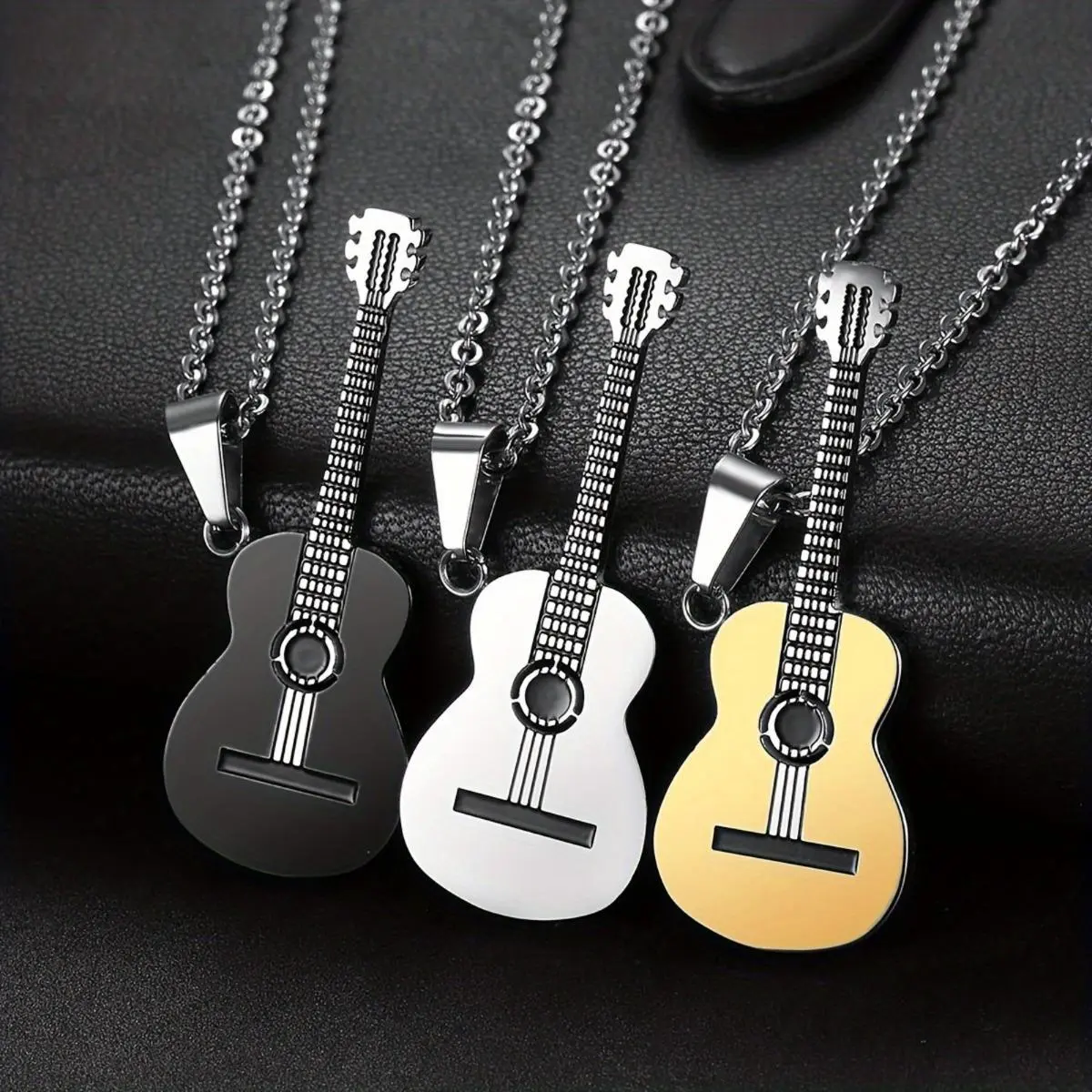 Simple Casual Chain Jewelry Necklaces with Custom Pick-Shaped Charm, Punk Style Fashion Accessory for Men Women, Unisex, Anniversary, Daily, Geometric, Pendant, Elegant, Steel