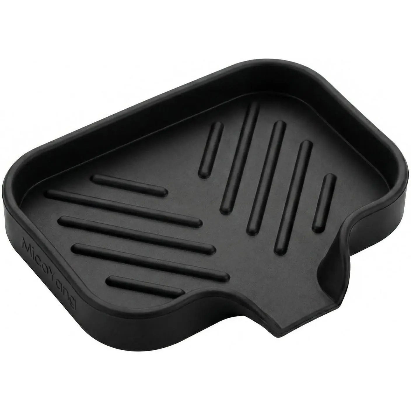 Silicone Bathroom Soap Dishes with Drain Spout-Bathroom and Kitchen Sink Organizer,Sponge Holder,Dish Soap Tray,Perfect for Dispenser,Scrubber,Bottle,Cup on Sink or Counter-Black 4.9"×3.2"