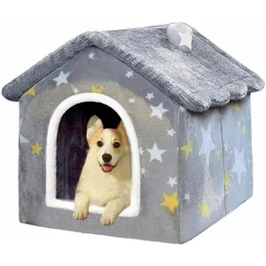 Dog House Indoor, Foldable Soft Kennel Bed Warm Cat Nest Puppy Cave with Cushion for Small Medium Large Dogs Cats (L-Within 30 lbs)
