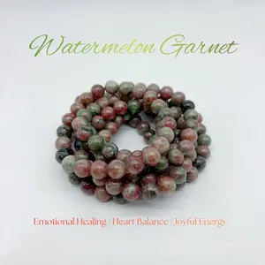 Watermelon Garnet Natural Crystal Bracelet for Emotional Balance