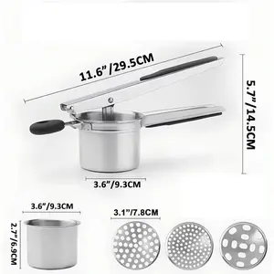 Mashed Potatoes Stainless Steel Crushing Puree Fruit Vegetable Squeezerjuicer Press Maker Kitchen Tools，With 3 Interchangeable NONE