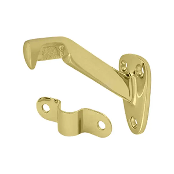 212 MAIN Solid Brass Hand Rail Brackets, 10-Pack - Corrosion-Proof & Weather Proof Hardware, Bright Brass Finish, 3.312 in Projection, Bright Finish, Wall Mount, 1 Year Finish