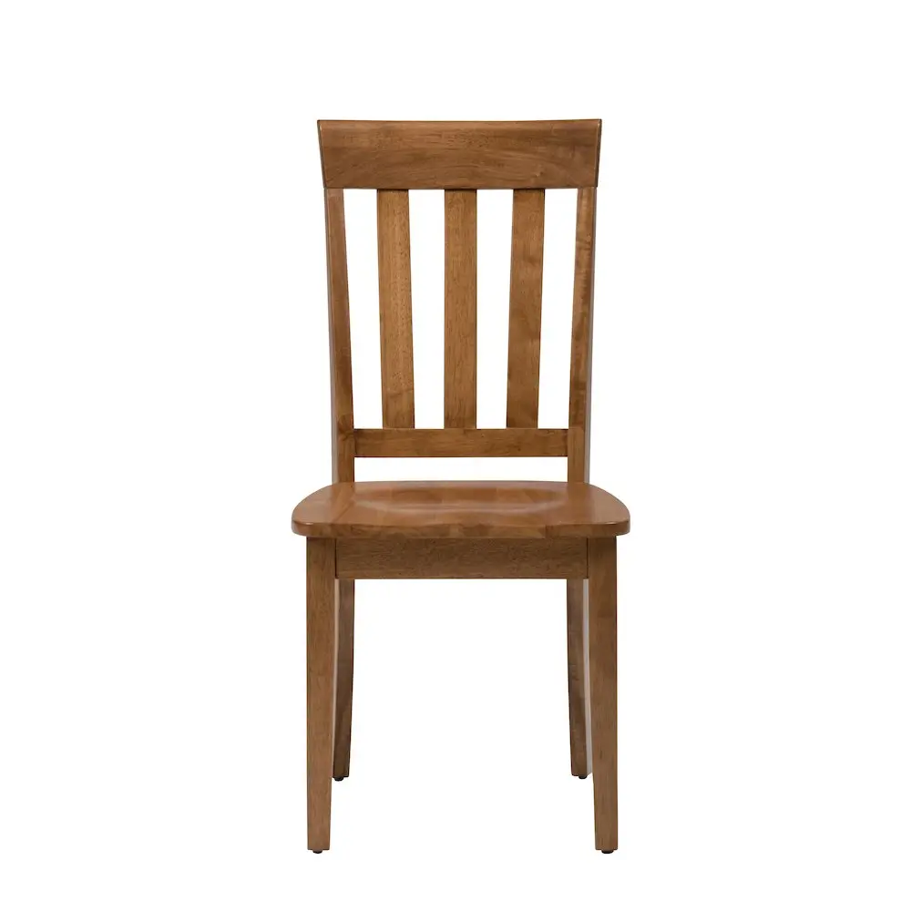 Classic Durable Solid Wood Dining Chairs (Set of 2) - Ergonomic Traditional Indoor Furniture with Contoured Seat, Vertical Slat Back for Everyday Use