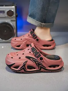 Men's Thick-Soled Clogs, Breathable Hollow Two-Way Slides, Non-Slip Elevated Casual Outdoor Shoes for Daily Wear