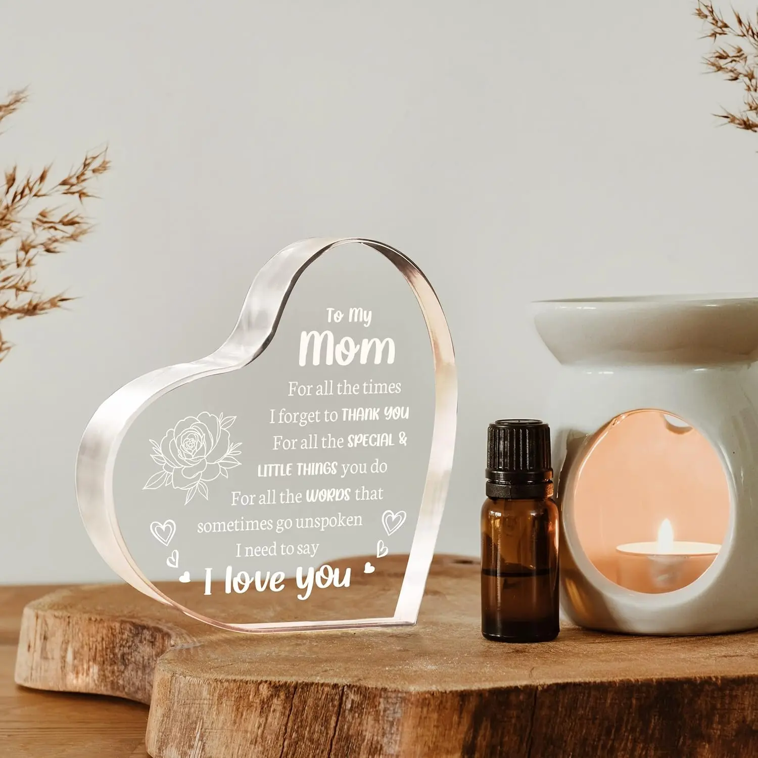 Gifts for Bonus Mom, Bonus Mom Mothers Day Gifts - 3.9x3.9" Acrylic Decorative Sign, Transparent, Sentimental Birthday Decor for Step Mother, Birthday Gift for Step Mom