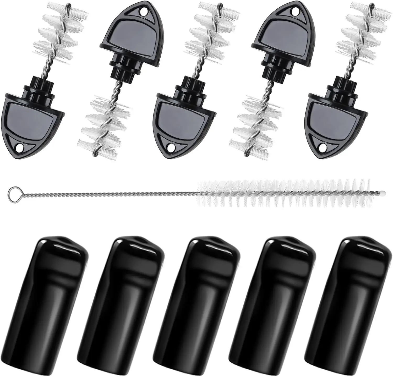 Beer Tap Plug Brush Beer Faucet Cap, 5pcs Beer Tap Plugs & 5pcs Rubber Draft Beer Faucet Covers & 1pcs Long Cleaning Draft Beer Plugs Tap Brush for Most Standard American Beer Faucets