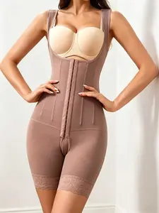 1 piece of women's adjustable shoulder strap jumpsuit | abdominal shaping device, waist shaping device, full body shaping device, solid color matching compared to lace, half open design Compression Bodysuit Womenswear Shapewear