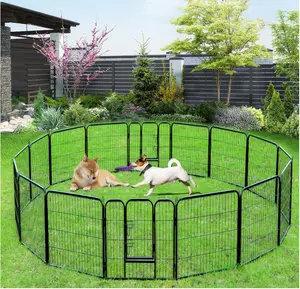 BestOffice Dog Playpen Indoor 40 inch 16 Panels Metal Dog Pen Pet Dog Fence Outdoor Exercise Pen with Doors,Pet Puppy Playpen for RV Camping Yard, Black