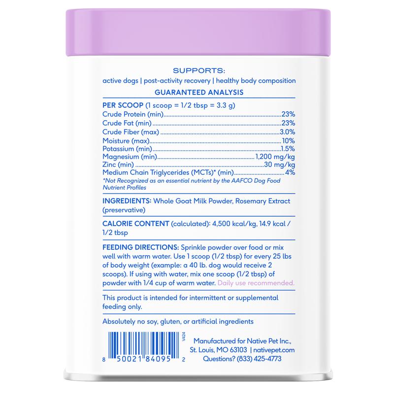 Native Pet Goat Milk for Dogs - Recovery & Energy Boost - Single Ingredient Topper - No Fillers - 100% Whole Foods