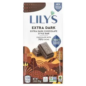 Lily's Sweets Extra Dark Chocolate Style Bar, 70% Cacao, 2.8 oz (79 g)