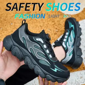 Large Rotating Button Work Boots Men Safety Shoes Steel Toe Security Sneakers