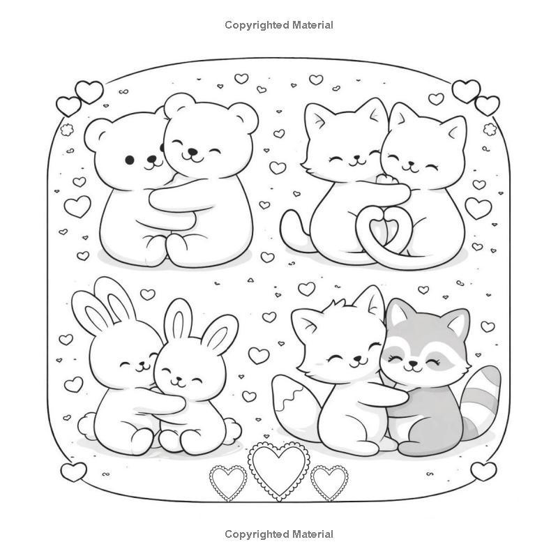 LITTLE COZY VALENTINE: Cute & Cozy Valentine Coloring Book with Romantic Scenes and Kawaii Animal Couples (Little cozy collection)