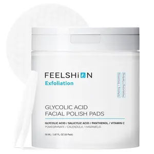 Glycolic Acid Face Exfoliate Pads -with SalicylicAcid & Hyaluronic & Vitamins B5 C- Daily FacialResurfacing Exfoliant ,Skincare Gentle / 50 Pcs,