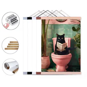 Magnetic Wooden Hanger Frame, Home Decor Accessory for Posters & Photos, Sizes 30x40-60x90cm, Ideal for Scroll Pictures, Canvas Artworks, Wall Hangings