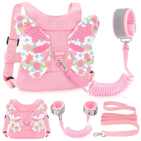 Mother Day Gift Toddler Leash Anti Lost Wrist Link, Butterfly Kids Safety Harness with 49 Steel Wires for Girls, Walking Wristband Belt for Baby Travel Outdoor Airport Mall Zoo