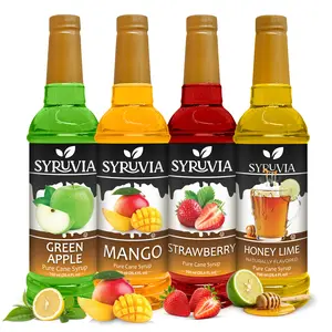 Syruvia Premium Fruity Collection, Variety Pack – Green Apple, Mango, Strawberry & Honey Lime Flavored Syrup – Great for Lemonades, Iced Teas, Sodas & More – 25.4 Fl oz Bottles (4 Pack)