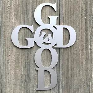 God is Good Metal Sign Cutout - God is Good Powder Coated Metal Cross Wall Art - Inspiring Home Decor