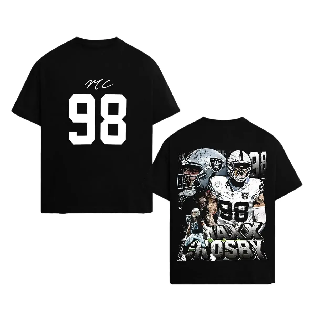 [Sale Up To 50%] Unisex Raider Nation Outfit Maxx Crosby 98 Cotton T-Shirt, The Condor Mad Maxx Fans Shirt, Las Vegas Football Shirt, Game Day Outfits, Gift For Football Fans, Football Game Day Graphic Tee