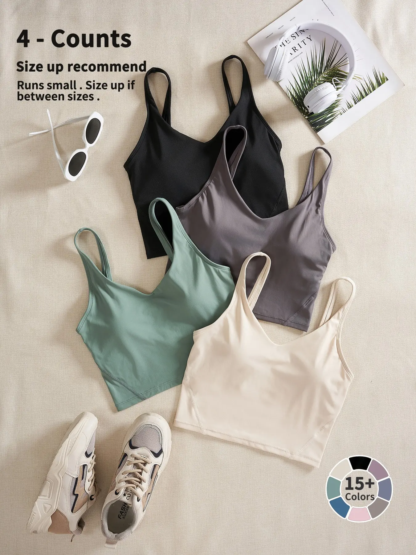 Women's Solid Sports Bra Pack, Quick-Drying Breathable Comfortable Crop Cami Top for Yoga Gym Workout Running, Ladies Sportswear for Indoor and Outdoor Wear, Women Workout Clothes, Workout Bras, Sporty Bra, Summer Athletic Wear