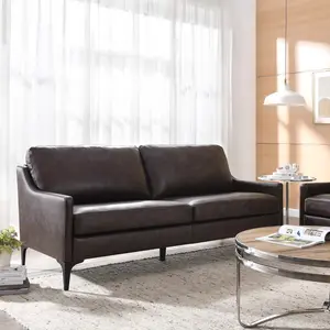 Modway Corland Leather Sofa in Brown