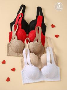 women's solid color push up bra, comfortable elegant breathable adjustable strap bra, lady soft lingerie for all seasons