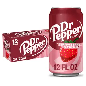 Dr Pepper Strawberries and Cream Soda Pop, 12 fl oz, 12 Pack Cans