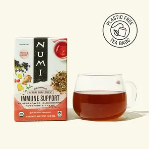 Numi Organic Immune Support Tea - Elderberry, Elderflower, Ginger, Rosehip, Lemongrass & Thyme - Plastic Free Tea Bags - Supports Immunity & Respiratory System