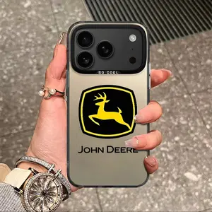 John Deere Suitable for iPhone 17 PRO MAX AIR Silver Phone Case 17/16/15/14/13PRO Hard Case Compatible with iPhone 12/11/XR/XS/78P/16PLUS Mobile Phone Matte Texture TPU Frame Soft Material Purple Pink