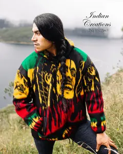 Aqua Buffalo Alpaca Jacket Handmade with Zippers, Hoods, and Pockets for Men & Women in Sizes M, L, XL - Menswear, Man