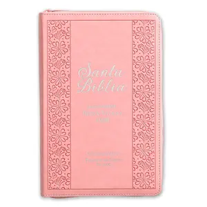 Bible in Spanish for Women with Zipper and 12 Point Font Reina Valera 1960 Imitation Leather Light Pink with index
