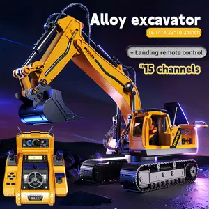 Remote Control Excavator RC 2.4GHz Construction Toys for Boys 3-5,4-7,8-12,15-Channel 1:20Metal Shovel 680°Rotation with Light&Sound,Birthday Gift rc excavator remote control excavator rc excavator excavadora de control remoto excavator toy kids toy boys