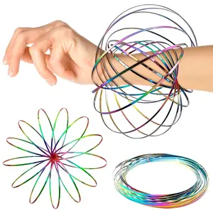 Flow Ring Spinner Ring Arm Toy - Ring Toy Flow Rings Kinetic Spring Bracelet - 3D Kinetic Flow Rings Arm Slinky Metal Infinity Loop Flow Rings Arm Spinner Toy Mystical Flow Rings