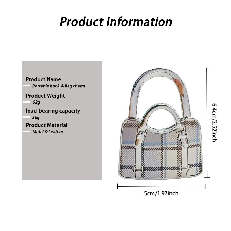 Foldable Camping Purse Hook, Portable Table Edge Bag Hanger for Outdoor Picnic and Travel, Compact Handbag Holder with Leather Pad, Space-Saving Organizer Gift for Women