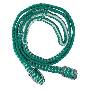 Teal and White Braided Nylon Contest Reins 8ft